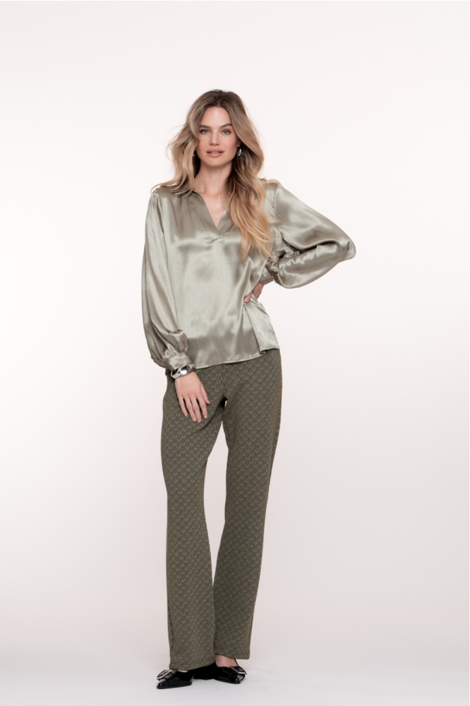 BROEK MET JACQUARD PRINT 51684 20 000530 GREEN/BLACK